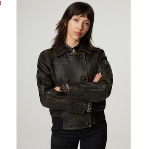 NWT The Kooples Embossed Sheep Leather Jacket
